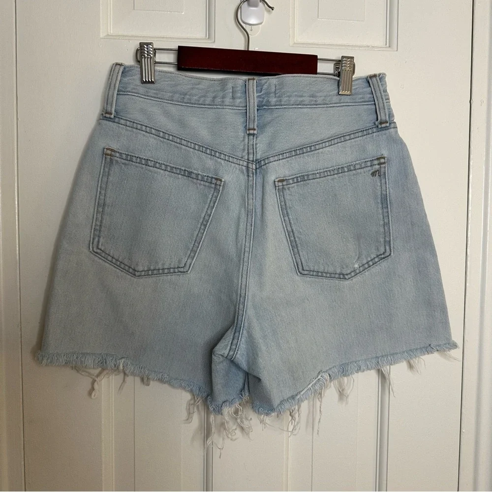 Madewell The Momjean Shorts Fitzgerald Wash Light Raw Edge High Waist Button 25 - Picture 5 of 8